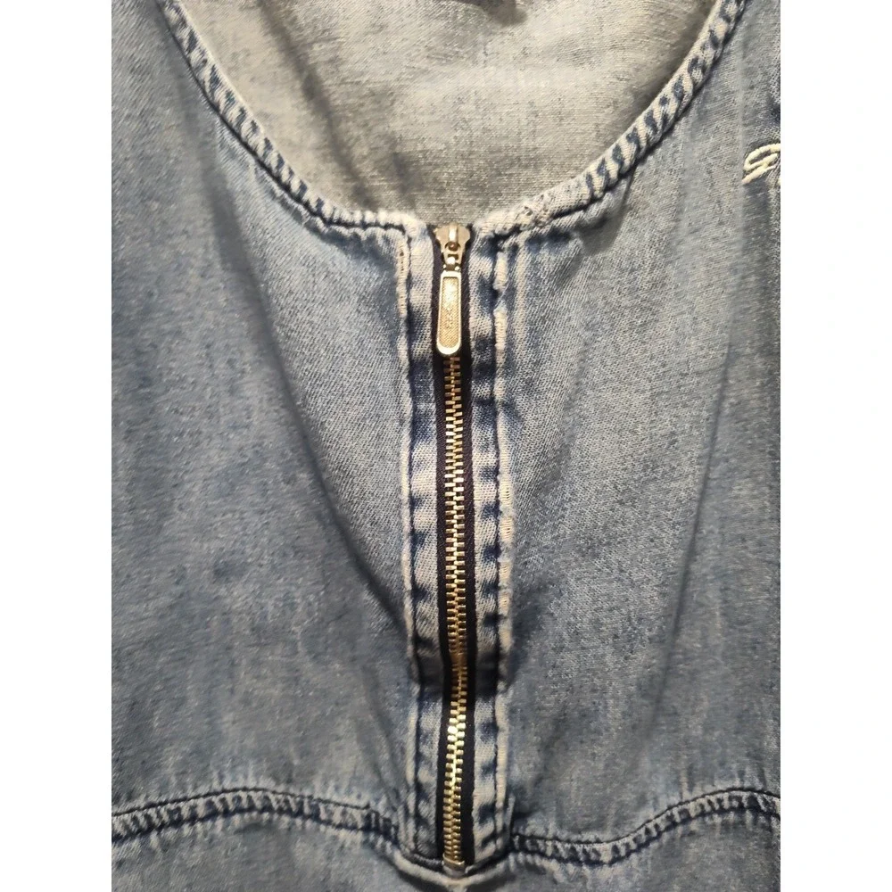 Sunbelt Denim Embroidered Shirt dress Size Large lightweight‎ casual 100% cotton
